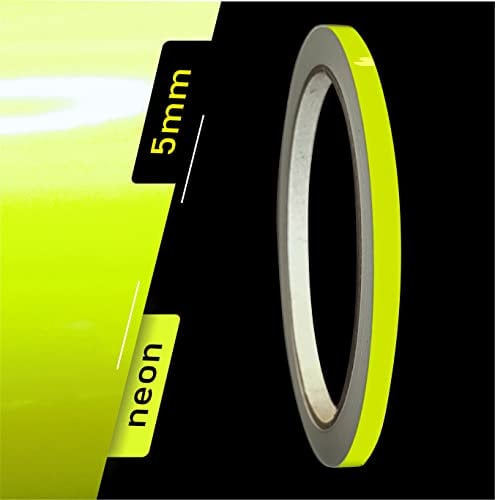 Siviwonder strisce decorative giallo fluo fluorescente lucido in 5 mm di larghezza e 10 m lunghezza adesivo pellicola per auto barca Jetski modellismo nastro decorativo –