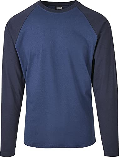 Urban Classics Herren Raglan Contrast LS T-Shirt, darkblue/midnightnavy, 4XL