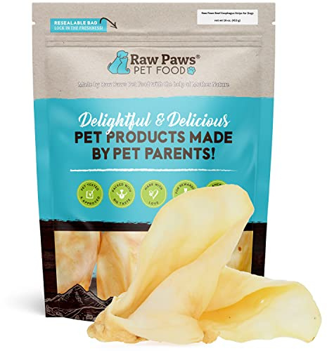 Raw Paws Natural Cow Ears for Dogs - Large (5-Count) - Packed in USA Beef Ears - Thick Dog Cow Ears for Puppies & Dogs - Cows Ears from Free Range Cattle - Jumbo Cow Ears Dog Treats