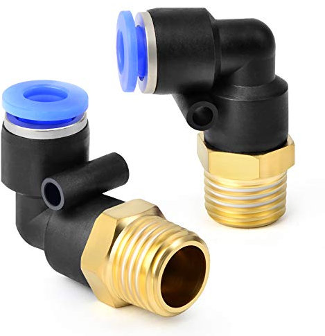 TAILONZ PNEUMATIC Raccords coudés mâles 8mm OD tube x 1/4 BSP Push to Connect PL8-02 (Pack de 10)