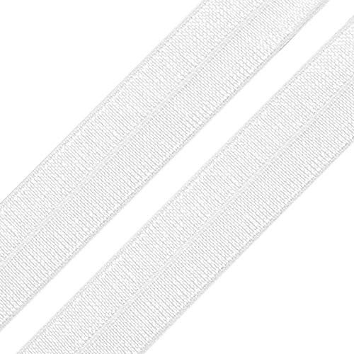 1m Einfassband 20mm hochelastisch 44% Elastan gefalzt Meterware Faltgummi Schrägband Farbwahl, Größe:20mm, Farbe:weiß