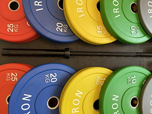 Iron Legend 170kg Olympic Weightlifting Set | 7ft Chrome Barbell (20kg), Coloured Rubber Bumper Weight Plates (150kg), Collar Clamps, Rubber Bumper Plates (Red, Blue, Yellow, Green, Grey), Silver Bar