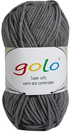 golo Acrylgarn 50g Deckengarn Acrylgarn zum Häkeln (50g-1, dunkelgrau-15)