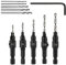 Saipor 5pcs Wood Countersink Drill Bit Set Hex Shank Quick Change Counter Sinker Pre Hole Drill Bit Set Screw Counterbore Bit Pilot Bit Set #5, #6, #8, #10, #12 for Woodworking and Carpentry