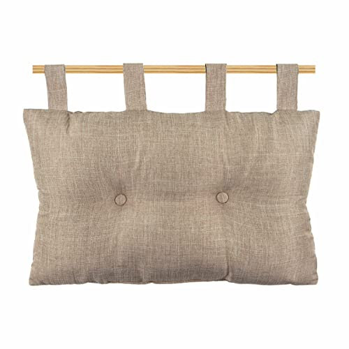 Caritex Cuscino Testata Letto Singolo o Matrimoniale, Testiera Letti Imbottita, Schienale Letto con Bottoni Decorativi, 45x70 cm, Con Passanti Per un Facile Montaggio BEA S809 (Juta)