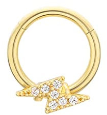 Mesnt Lippenpiercing Stecker, 16G Knorpel Ohr Piercing aus S925 Sterling SilberHoop Blitz Zirkonia Gold