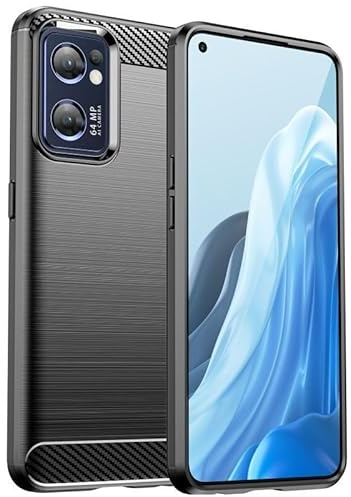 betterfon Carbon Handyhülle kompatibel mit Oppo Find X5 Lite | Smartphone Case aus TPU-Silikon | Schwarz