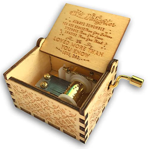 BinkeGG Gravierte Wort Spieldose Holz Handkurbel Spieluhr mit Sankyo Musik Mechanismus (8-Stil, Option 30 Melodien) (Davy Jones (Pirates of the Caribbean), To My Dad)