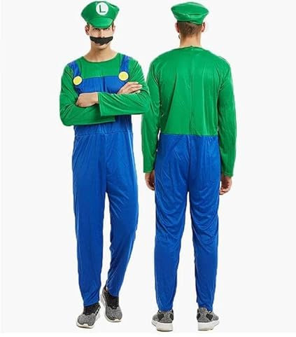 Costume per Halloween, cosplay, vestibilità comoda, unisex, per adulti, bambini e ragazzi (uomo verde, M)