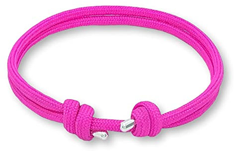 arana's - Pulseras náuticas mujer, hombres y niños | Adornos de Plata de Ley | Pulseras marineras hechas a mano | Brazaletes surferos cuerda paracord (Fucsia, 16)
