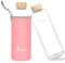 Bugucat Borosilicate Glass Water Bottle 1000ML, Reusable Water Bottle Glass with Protective Sleeves and Leak-Proof Lid, Glass Water Bottle 1 Litre Glass Drinking Bottle Ideal for Hot Cold Drinks,Pink