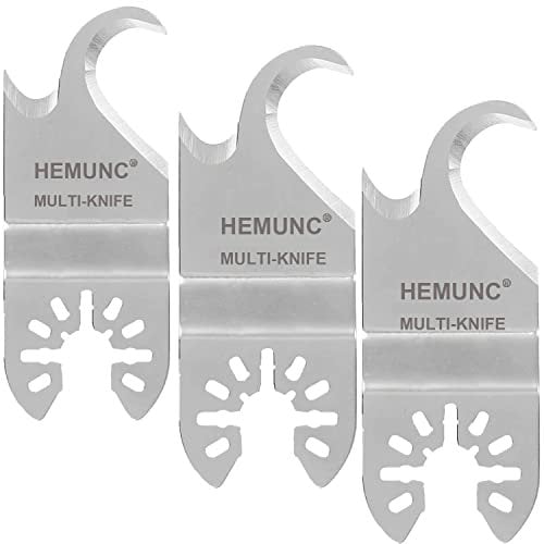 HEMUNC Oszillierende Multifunktionswerkzeug-Sägeblätter, oszillierend, Multifunktionswerkzeug-Hakenmesser, passend für Dewalt Milwukee Rockwell Bosch Dremel Ryobi Ridgid, 3 Stück