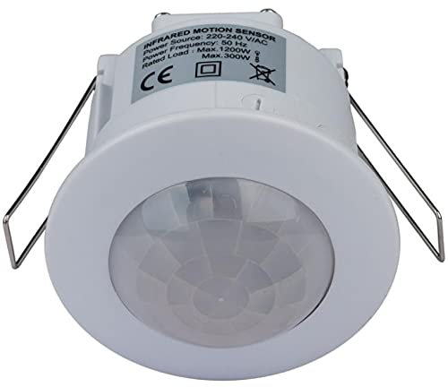 Illuminatio Infrared PIR Motion Sensor Detector Recessed Automatic 360 Degree Motion Sensor Switch with Time Delay for Ceiling Light