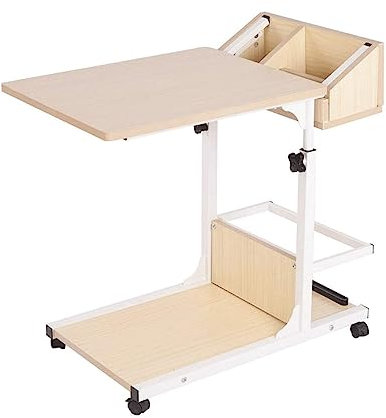 POCHY Beistelltische Überbetttisch, höhenverstellbarer Beistelltisch mit Rollen, mobiler Stehschreibtisch, Betttische mit Metallrahmen, anhebbares Überbett Tragbar