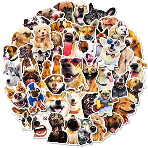 AUCEKO 50 Stück Echte Hunde Aufkleber Pack Hunde Sticker Set wasserdichte Vinyl Sticker für Laptop Kinder Autos Motorrad Fahrrad Skateboard Gepäck Koffer Computer Aufkleber Graffiti Decal