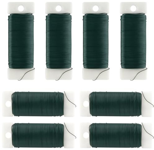Mirrline 8 fili per pagaia floreale da 22 gauge, 300 m, in metallo, colore verde, flessibile, per fai da te, ghirlande di Natale, albero, composizioni floreali, matrimoni
