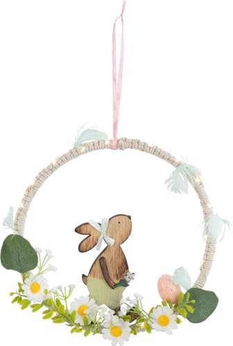 PEARL Osterkranz: Oster-Fenster- & Tür-Deko mit Hase, LED-Beleuchtung und Timer (Türkranz Ostern, Fenster Deko Hänger Ostern, Schleifer)