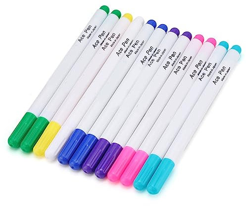 Trickmarker wasserlöslich, wasserlösliche Stifte, 12er-Pack, 7 Farben, Stoffmarkierungsstift, wasserlöslicher Stoffstift, Mehrfarbige, wasserlösliche Stoffmarkierungsstifte, Magischer Wassermalstift