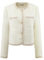 Hobemty Damen Langarm Elegante Tweed Jacke Panel Besatz Arbeit Büro Jacken Beige XL