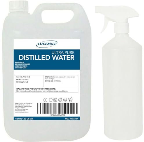 Lucemill Distilled Water | 1 Litre | Distilled Water for CPAP Machines, Irons, Cleaning Machines and More | Made in the UK