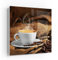 DEQORI Schlüsselkasten weiß | 30x30 cm | Motiv Espresso Eleganz | Glas & Metall Schlüssel-Box | Schlüsselschrank mit 50 Haken + 2 Magnete | Moderne Design Box magnetisch & beschreibbar