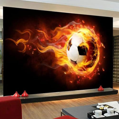 Vlies Fototapete Fußball 3D Effekt 450x315 Fußball Foto Tapete Schlafzimmer Wohnzimmer Moderne XXL Wandtapete Groß Vliestapete Fototapeten Poster Wand Dekoration a.327