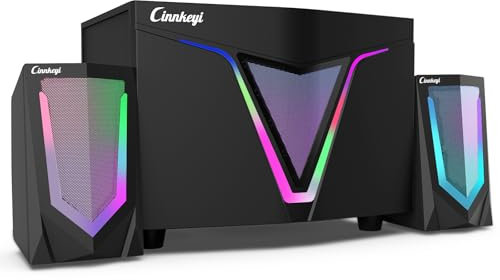 Altavoz de computadora 2.1 alimentado por USB con subwoofer, altavoces de computadora con subwoofer de 9 pulgadas, satélites dobles de 4.7 pulgadas de rango completo de agudos medios para PC, altavoz