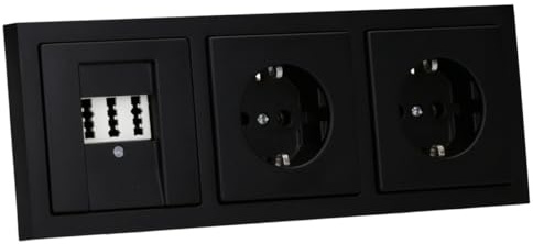 Busch-Jaeger future linear TAE- & Steckdosen-Set mit 3-fach Rahmen | 1× Rutenbeck TAE 3×6 NFN UP0 + Zentalscheibe + 2× 20 EUC-885 SCHUKO Steckdose + 1× 1723-885K Rahmen