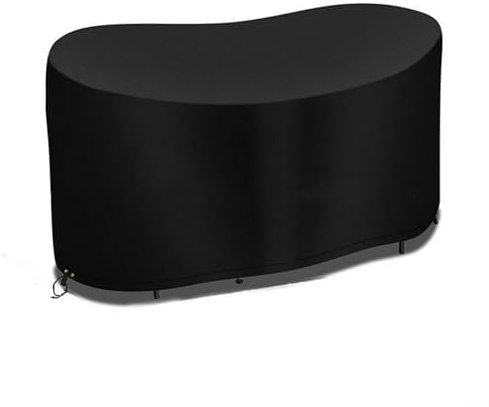 Aprilsunnyzone Wetterbeständige Abdeckung für Gartenmöbel, oval, 210D-Oxford-Stoff, ovale Tischabdeckung, Hoftisch- und Stuhlabdeckung, wasserdichte Terrassenabdeckung (124 x 63 x 80 cm)