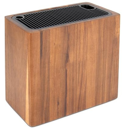 RedCall Acacia Wood Knife Holder Block,Large Universal Knife Block without knives,Acacia Wood Kitchen Knife Block for Counter top,Knife Holder Organizer with Slots for Scissors and Sharpening Rods
