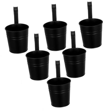 Hemobllo 6stücke Hängende Metall-blumentöpfe Vintage Stil Mit Ablaufloch Wand Zaun-pflanzgefäße Für Balkon Terrasse Garten Multifunktionale Dekoration Und Aufbewahrung Schwarz Klein