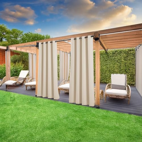 Home Tresor - Tenda Gazebo da Esterno Ombreggiante e Resistente per Giardino Patio Balcone Pergolato Protezione Solare e Privacy, 140x290 cm - Panna