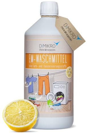 EM-Waschmittel mit Zitronenduft - Dimikro - Bio-Qualität, vegan und ohne künstliche Sotffe (1 Liter)