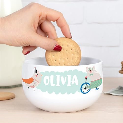 Wanapix | Bol petit-déjeuner personnalisé avec anse | Bol en céramique | Compatible micro-ondes et lave-vaisselle | Animaux mignons