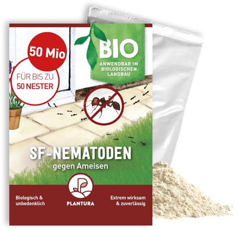 Plantura SF-Nematoden gegen Ameisen – 100% biologisch & hochwirksam, einfache Anwendung, Nützlinge aus Deutschland, 50 Mio für bis zu 50 Nester/ca. 10 m Mauer