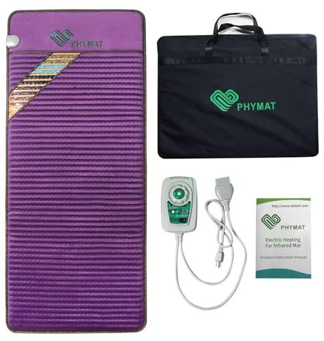 PHYMAT Far Infrared Amethyst Heating PEMF Pad (70x31) - 5 Color Natural Crystal Infrared Mat - Amethyst Infrared Heating Mat with Auto Shut Off