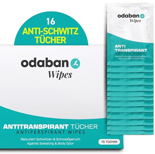 ODABAN - Toallitas antitranspirantes, 16 unidades, para eliminar la sudoración y el olor a sudor, efecto instantáneo
