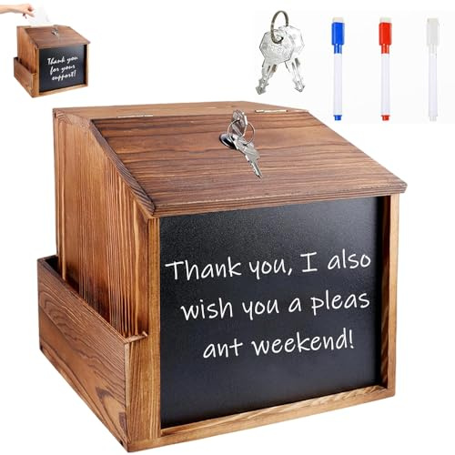 Mineup Holz Vorschlagsbox, Spendenbox Abschließbar, Holz Wahlurne Donation Boxes Mit Schloss, Kummerkasten Spendenbox, Briefkasten Für Schule, Büro, Krankenhaus, Vorschlag, Spende, Stimmzettel