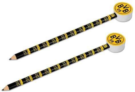 Borussia Dortmund Bleistift 2er Set mit Logo-Radiergummi BVB 09