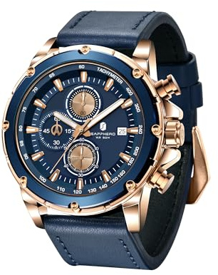 BENYAR BY Herrenuhr Uhren Herren Wasserdicht Herrenuhren Chronograph männer Armbanduhr für Herren Gold/Silber/Blau/Schwarz Eleganz Lederarmband/Edelstahl Quarz Geburtstags/Weihnachts