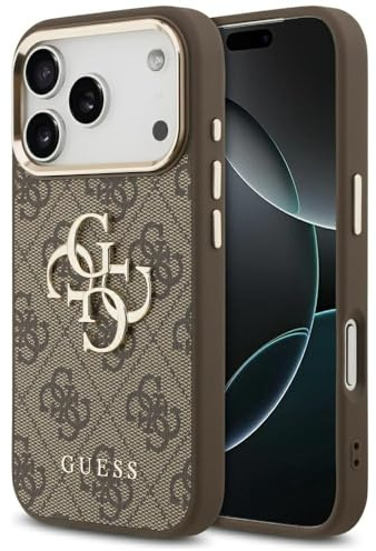 CG MOBILE Guess 4G Large 4G Classic Logo Case for iPhone 17 Pro Max (Brown/Gold)