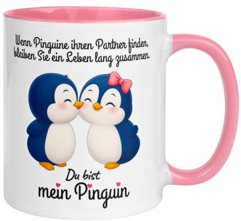 Tasse Liebe Romantisch mit Spruch & Pinguin-Motiv | Du bist mein Pinguin | Romantisches Geschenk Verliebte Paare Partner Partnerin Freund Freundin Ehefrau Ehemann Hochzeitstag Valentinstag Jahrestag