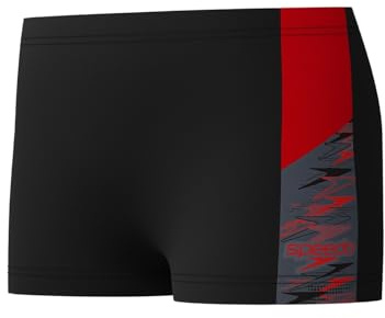 Speedo Jungen Dive Aquashort Badehose Schwimmer Anthrazit/High Risk Red