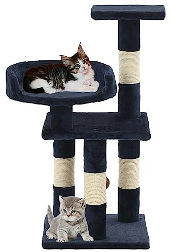 Kratzbaum mit Kratzbaum, Spielturm, Kletterbaum, Aktivitätszentrum für Katzen, Sisal, 65 cm, Blau