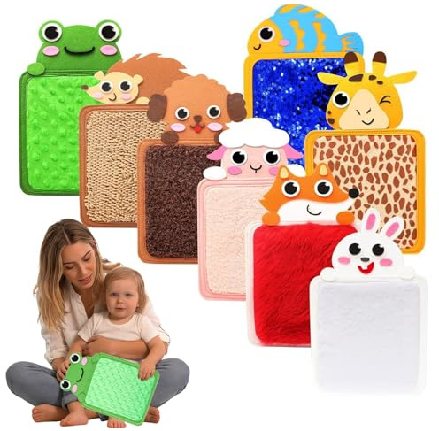 Satiskid Sensorial Tappetini per Bambini, Dischi tattili con texture animali, tappetini sensoriali per bambini e neonati, giocattoli educativi per abilità motorie fini e sviluppo sensoriale Sensory