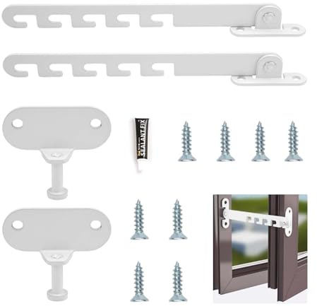 Xiciki 2 Stück Fensterfeststeller, 165mm Länge aus Stahl für Kippfenster, Fenster Kipp Regler, Verstellbarer Zuschlagschutz und Fensteröffnungsregler, Weiß