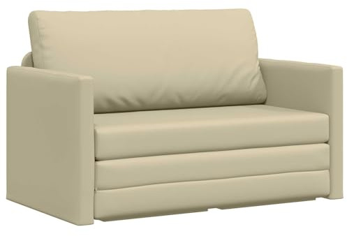 XHNIFBN Schlafsofa 110 cm Creme Kunstleder klappbar Modernes Bodensofa Bett 124 x 71 x 78 cm für kleine Räume Wohnzimmer Gästezimmer