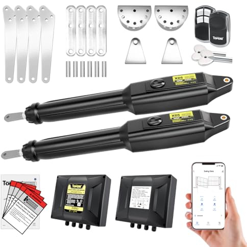 TOPENS XD552 Smart Dual Swing Gate Opener | WiFi App Control, Medium Duty Gates Up to 5.5m OR 300kg per Arm, AC Powered, Remote Control Included, Solar Compatible