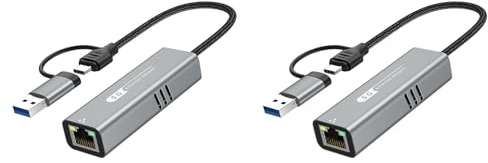 Vjsujehgy 2X Adattatore Ethernet USB 3.2 A 5 Gbps RTL8157 Convertitore di Rete RJ45 da 5000 Mbps per Laptop Supporta 5G, 2.5G, 1G, 100 Mbps