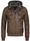 Indicode Herren Aaron Lederjacke mit abnehmbarer Kapuze | Kunstlederjacke Übergangsjacke DK Brown, S